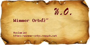 Wimmer Orbó névjegykártya